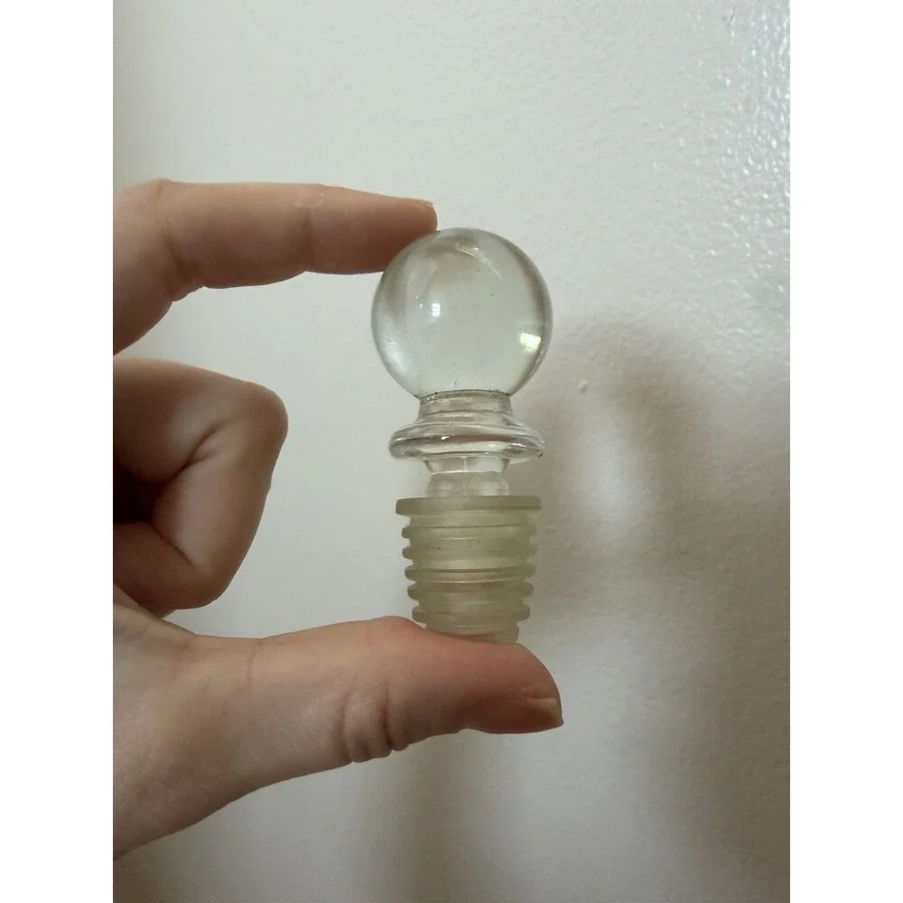 Clear Glass Knob Bottle Stopper with rubber seal -11/16'' to 13/16'' opening